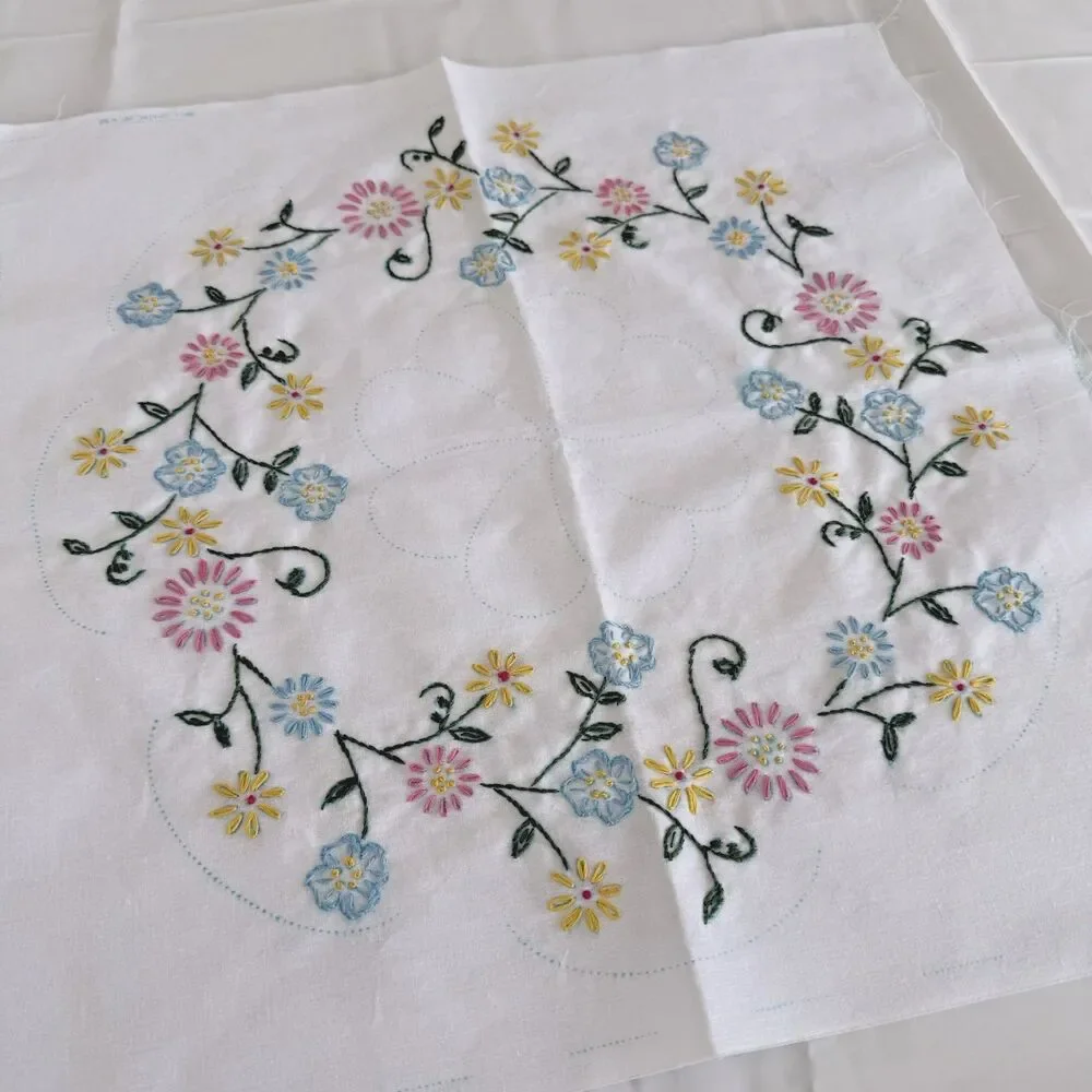 Hand Embroidered Quilt Squares 17.5